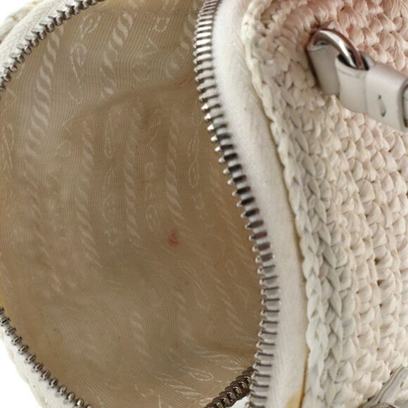 Prada Zip Phone Holder Crossbody Bag Raffia White - Picture 12 of 13